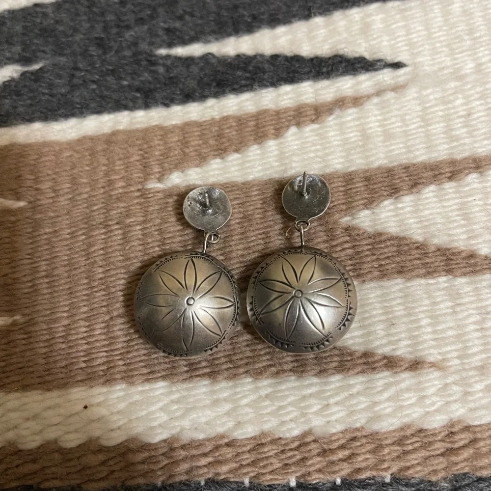 Sterling Silver Stamped Pillow Earrings - Picture 3 of 4